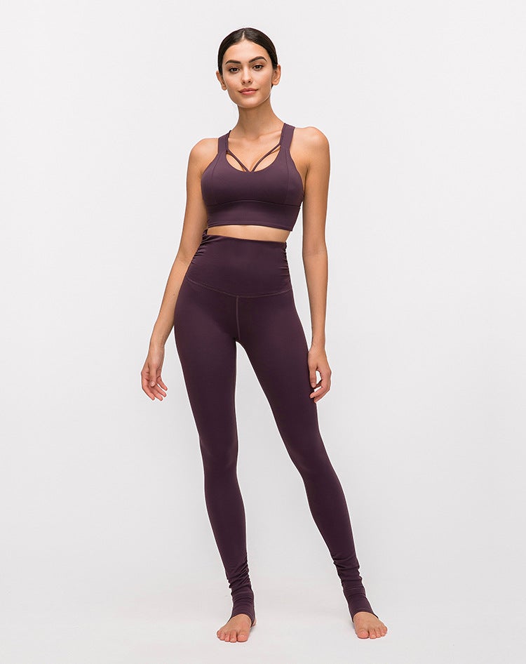 Contrast-panel U-Neck Medium Support Sports Bra