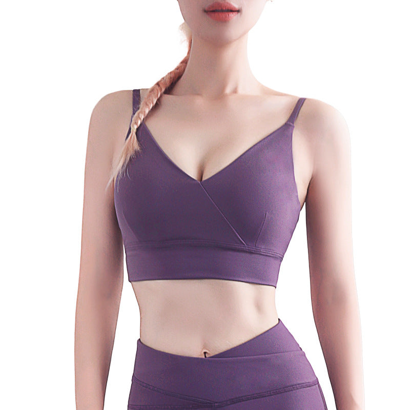 Breathable V-Neck Medium Support Sports Bra