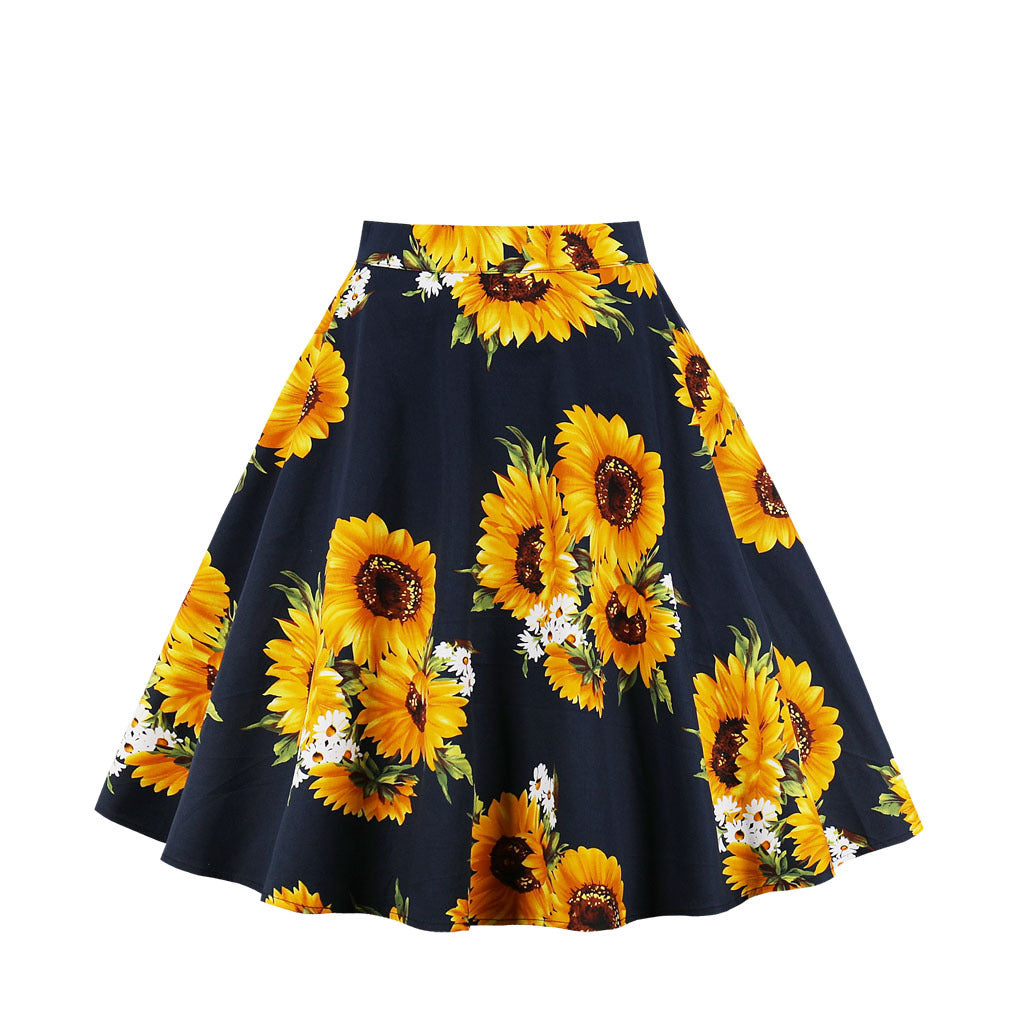 HIGH WAIST VINTAGE PRINT PINUP SKIRT