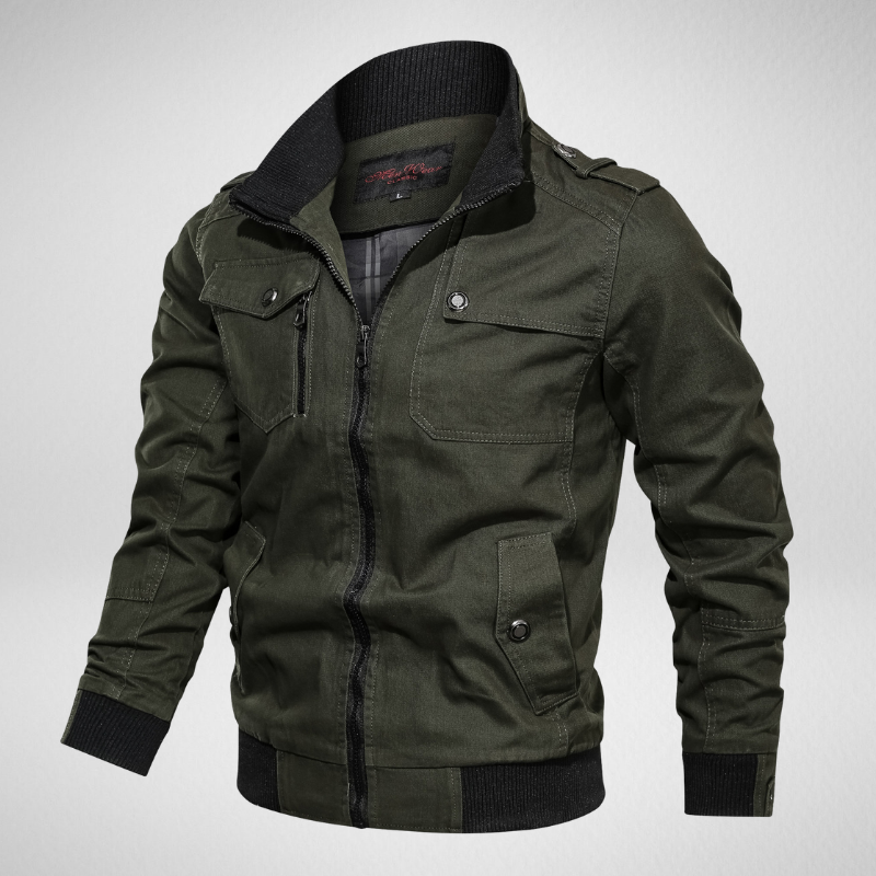 Multi Pocket Slim Fit Aviator Look Bomber Jacket