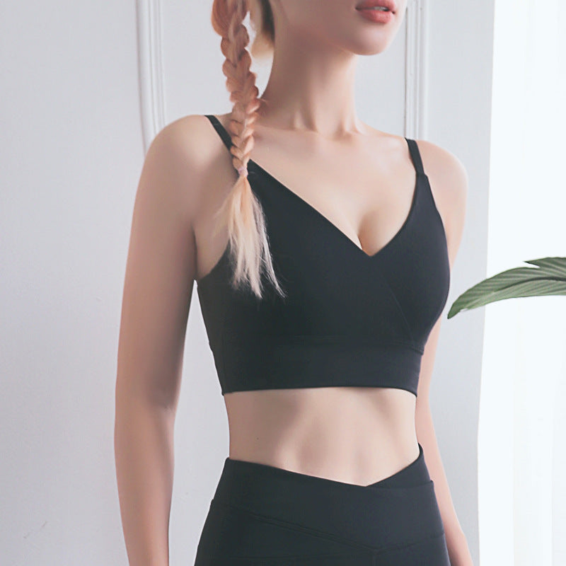 Breathable V-Neck Medium Support Sports Bra