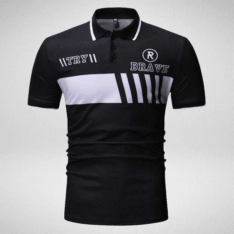 Kwality-Brave Cross Stripe Polo Shirt -Black
