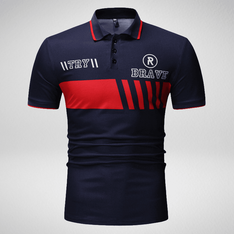 Kwality-Brave Cross Stripe Polo Shirt -Navy Blue