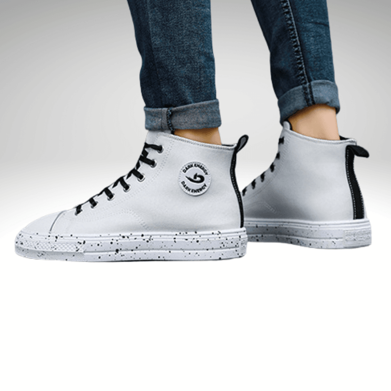 Kwality-Classic Fabric Lace-Up High Top Trainer -White