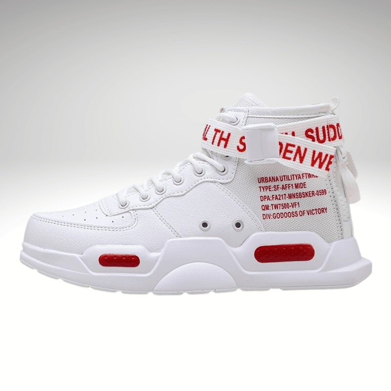 Kwality-Combo Pulse High Top Boot Trainers -White & Red