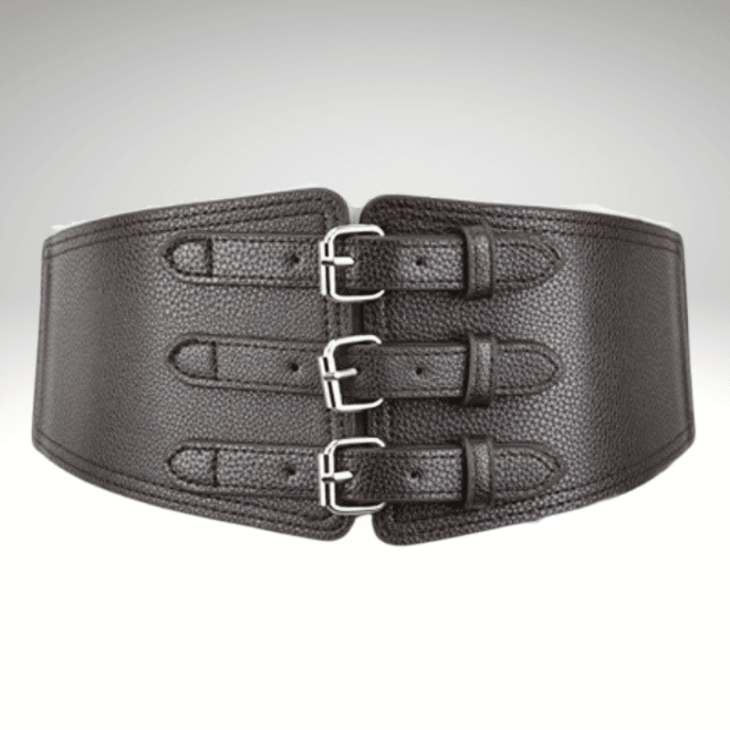 Kwality-Elasticated Three Buckle Super Wide Dress Belt -Brown