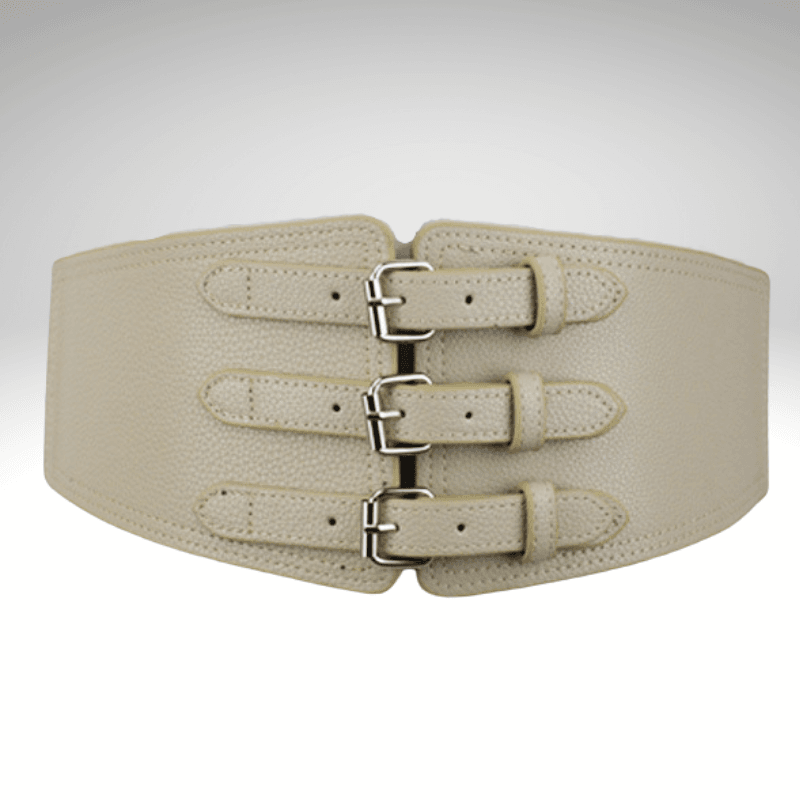 Kwality-Elasticated Three Buckle Super Wide Dress Belt -Khaki