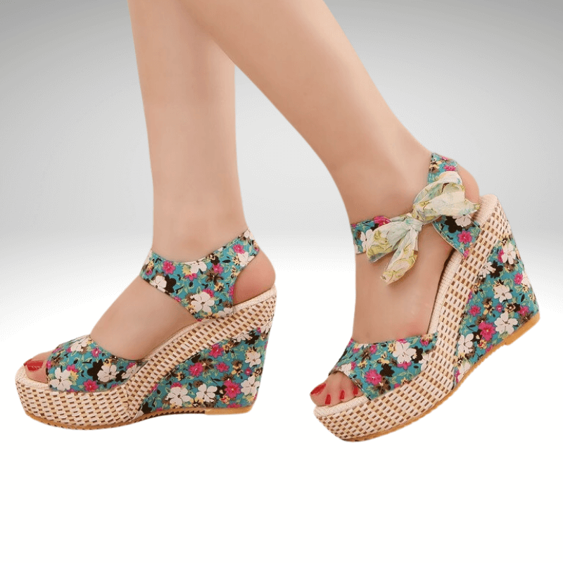 Kwality Floral Wedge Ribbon Tie Sandal