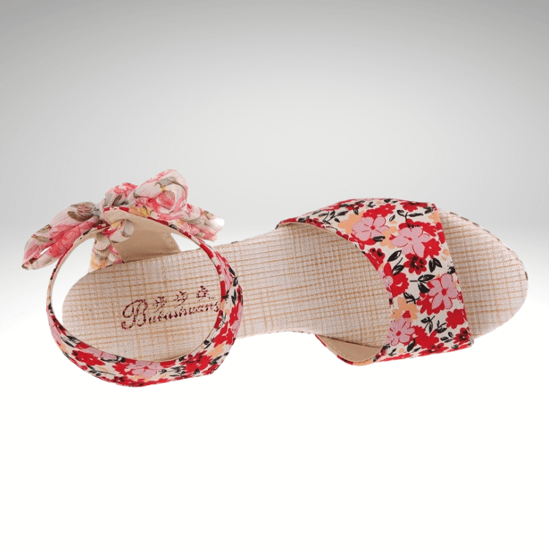 Floral Wedge Ribbon Tie Sandal