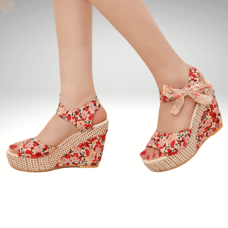 Kwality Floral Wedge Ribbon Tie Sandal