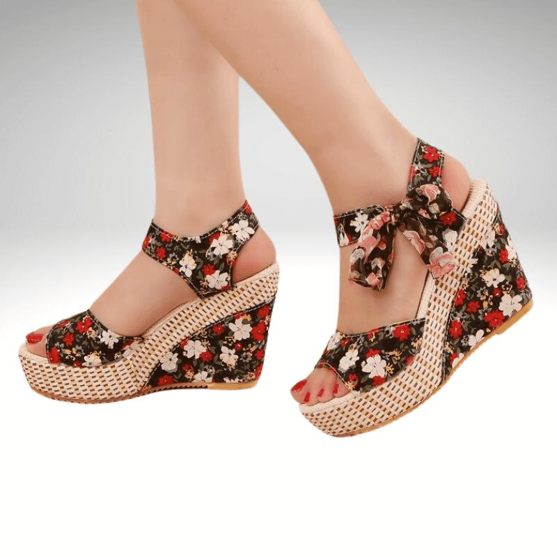 Kwality Floral Wedge Ribbon Tie Sandal