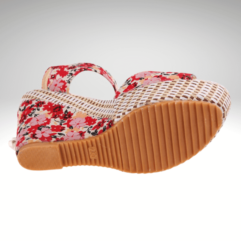 Floral Wedge Ribbon Tie Sandal