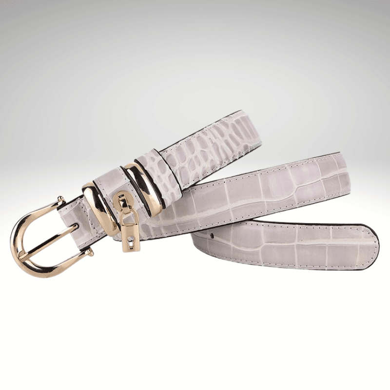 Kwality Gold Buckle with Decorative Padlock Belt White