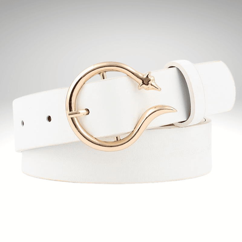 Kwality Gold Fox Buckle Belt White