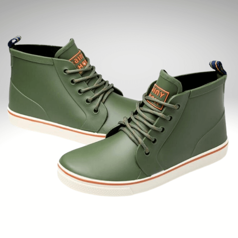 Lace-Up Waterproof Rubber Rain Boot