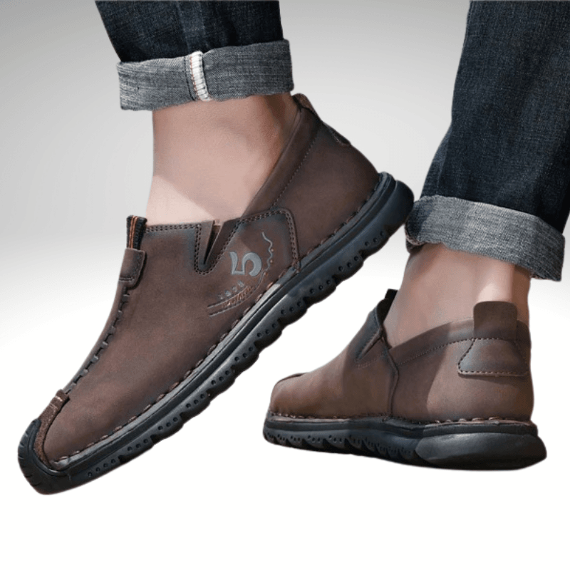 Kwality-Leather Slip-On Casual Loafer Shoe -Dark Brown