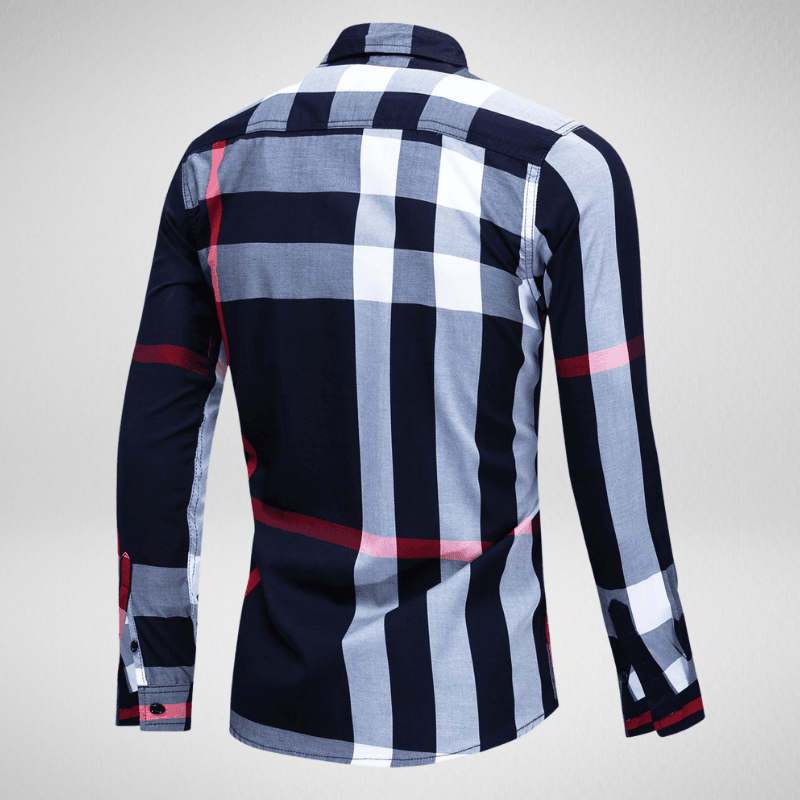 Long Sleeve Slim Fit Casual Plaid Shirt
