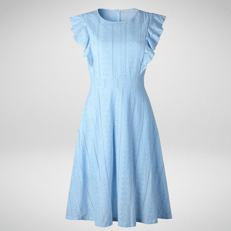 Mid-Calf A-Line Solid Lace Sleeveless Summer Dress