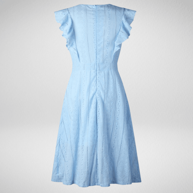 Mid-Calf A-Line Solid Lace Sleeveless Summer Dress