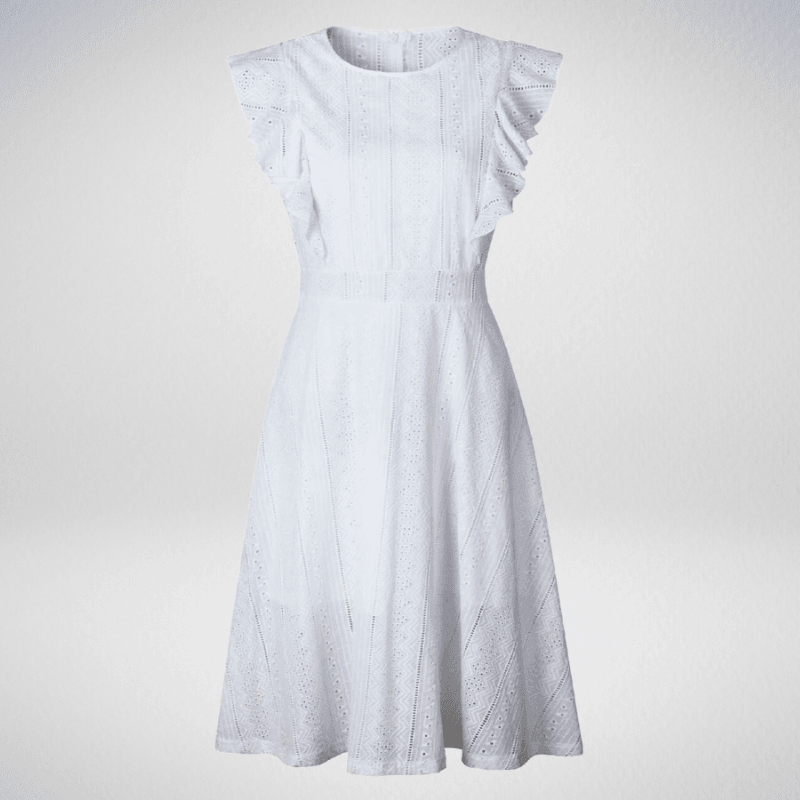 Mid-Calf A-Line Solid Lace Sleeveless Summer Dress