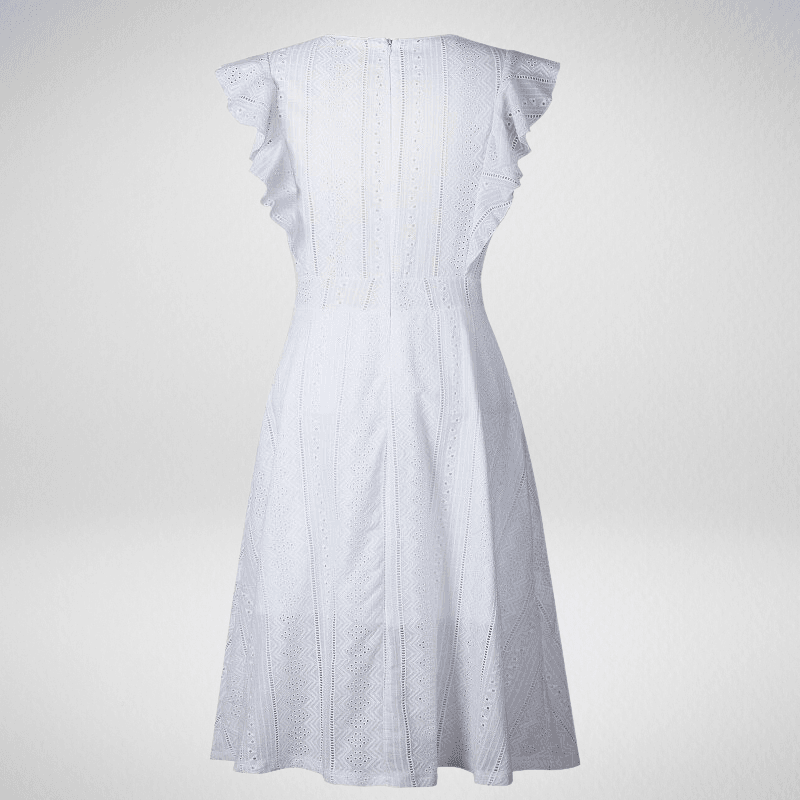 Mid-Calf A-Line Solid Lace Sleeveless Summer Dress