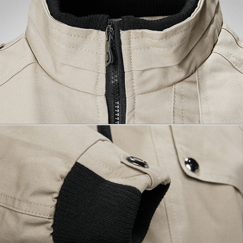 Multi Pocket Slim Fit Aviator Look Bomber Jacket
