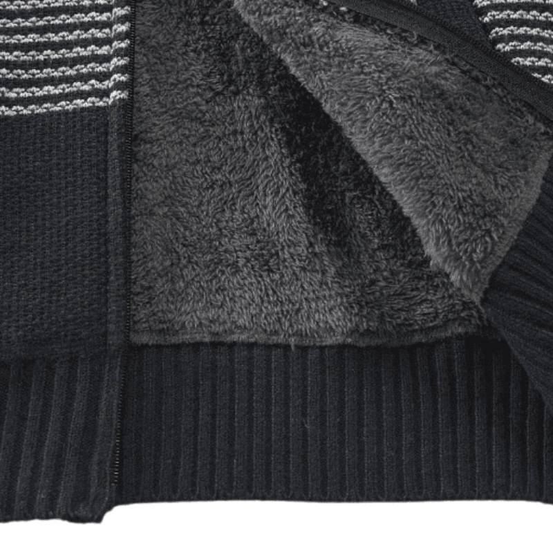 Multi Striped Zip-Up Hooded Wool Sweater