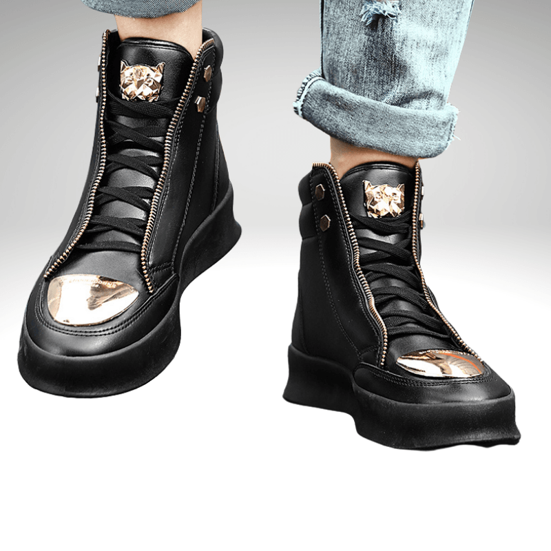 Open Zip and Lace Premium High Top Trainer