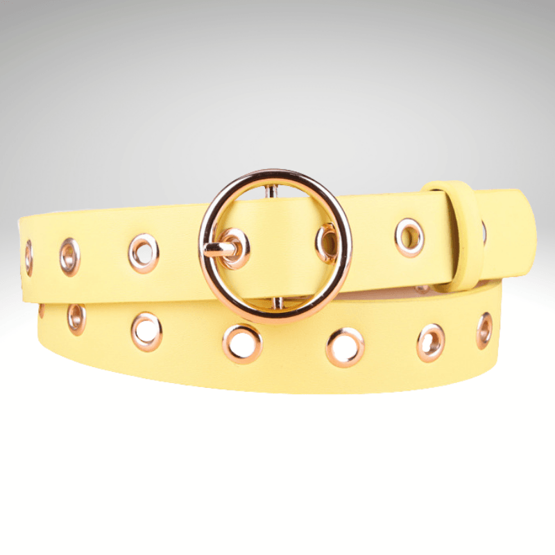 Kwality Round Gold Buckle Eyelet Belt