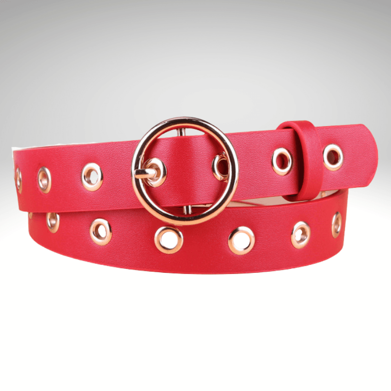 Kwality Round Gold Buckle Eyelet Belt