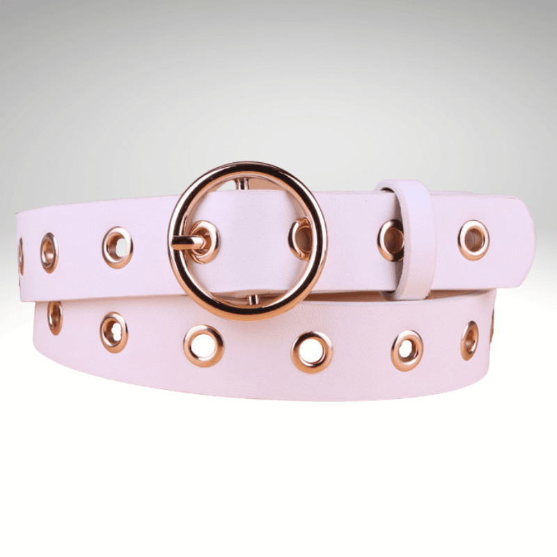 Kwality Round Gold Buckle Eyelet Belt