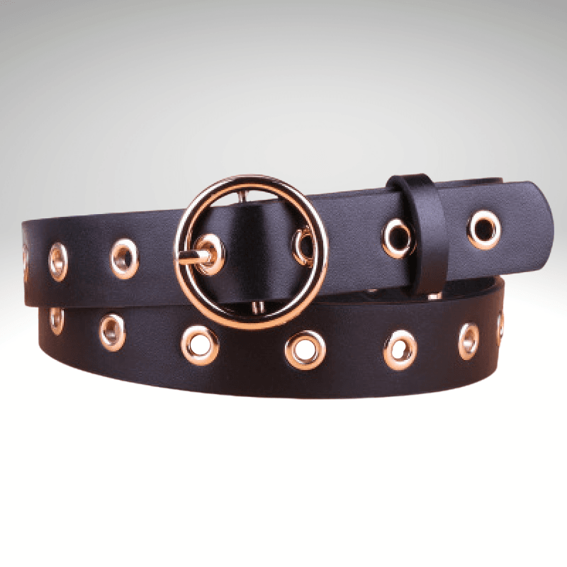 Kwality Round Gold Buckle Eyelet Belt
