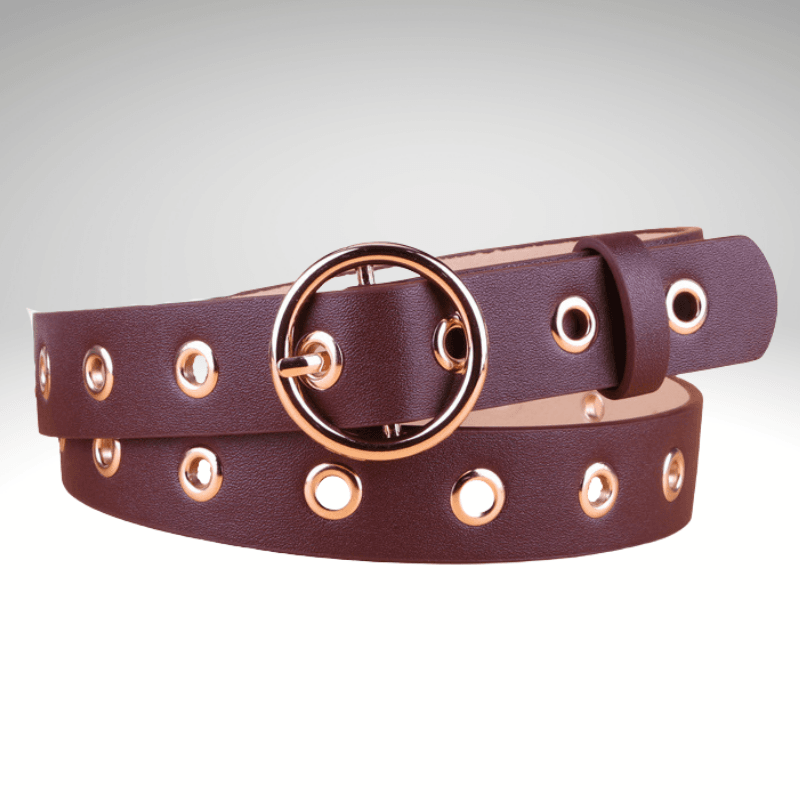 Kwality Round Gold Buckle Eyelet Belt
