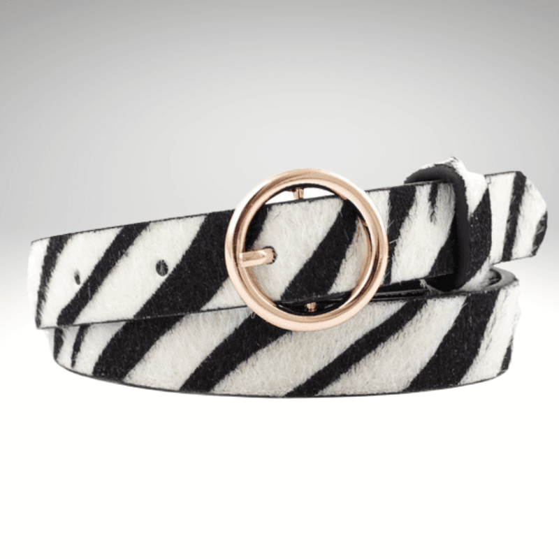 Kwality Round Gold Buckle Imitation Animal Skin Belt