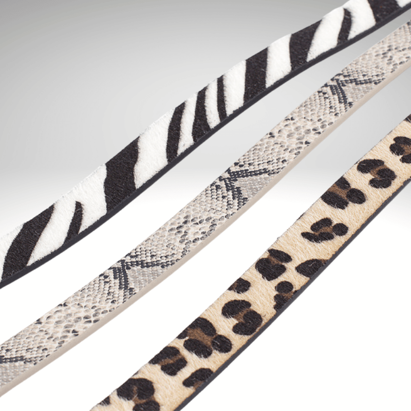 Round Gold Buckle Imitation Animal Skin Belt