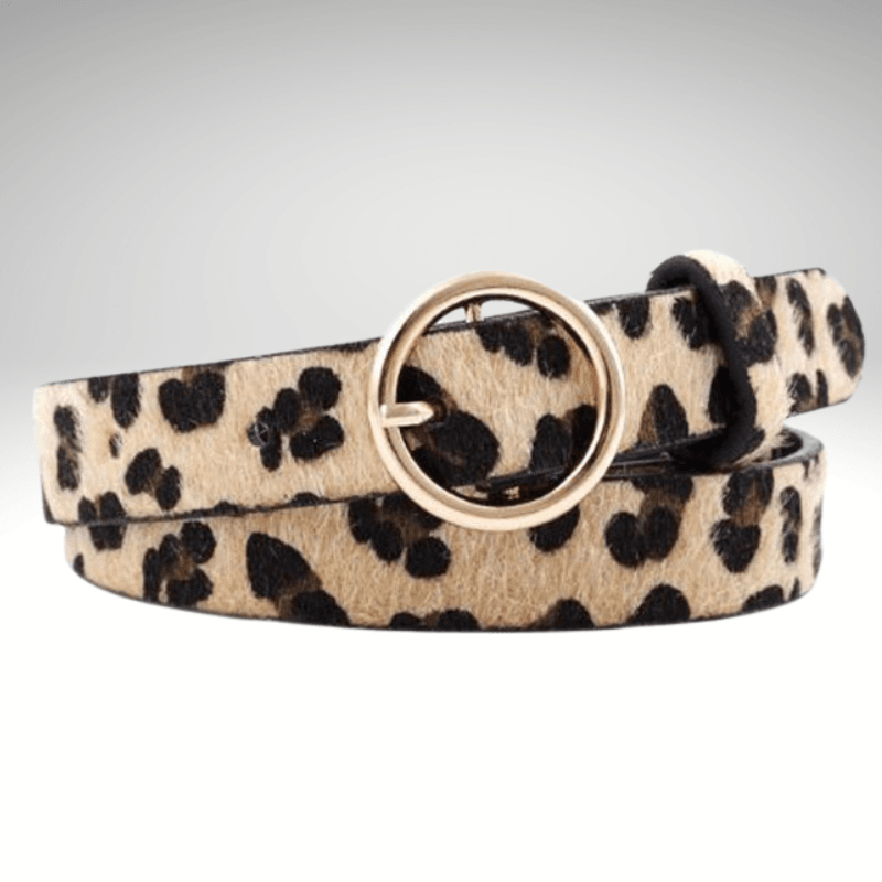 Kwality Round Gold Buckle Imitation Animal Skin Belt