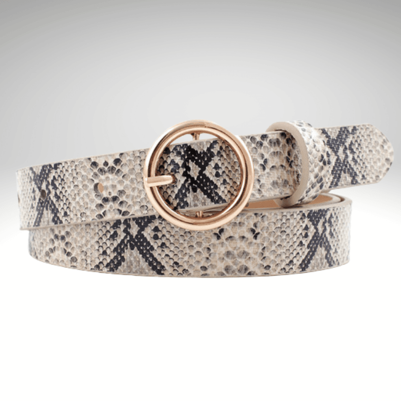 Kwality Round Gold Buckle Imitation Animal Skin Belt