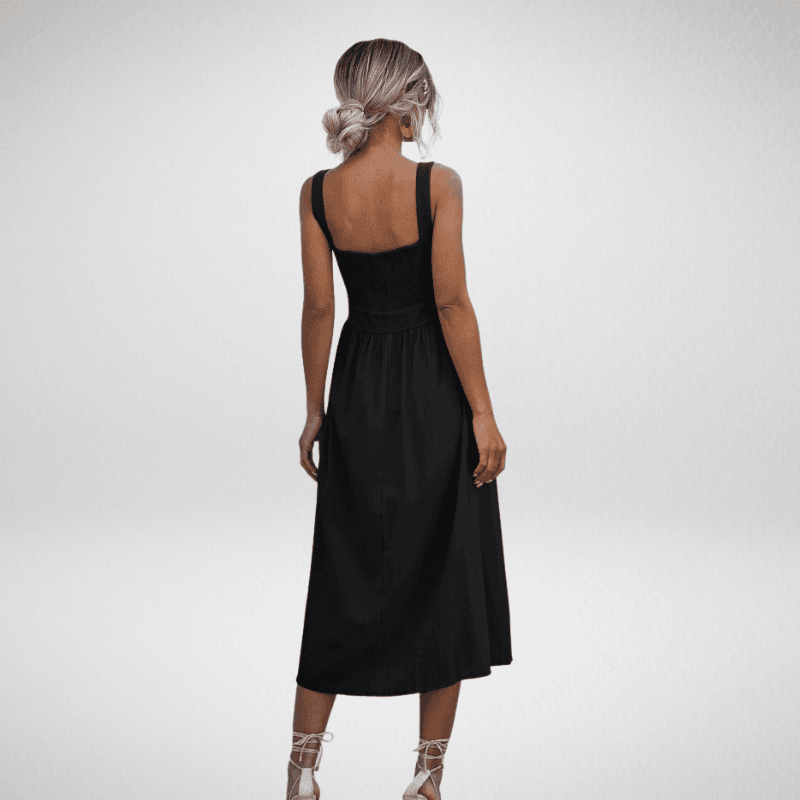 Square Neck A-Line 3/4 Length Summer Dress