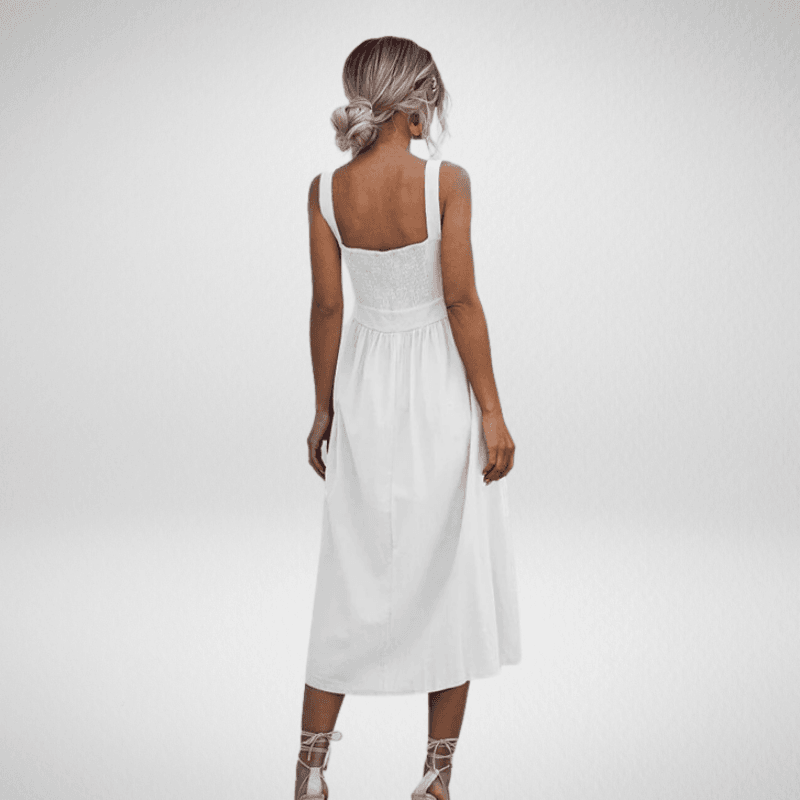 Square Neck A-Line 3/4 Length Summer Dress