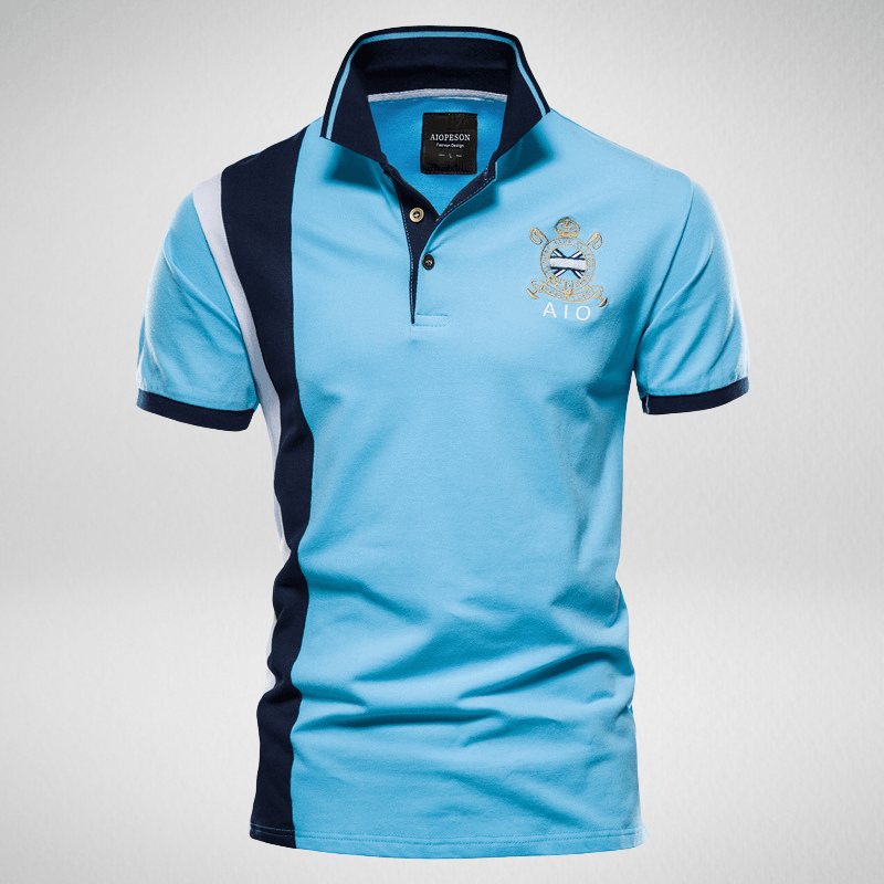 Kwality-Stripe and Crest Logo Polo Shirt -Light Blue