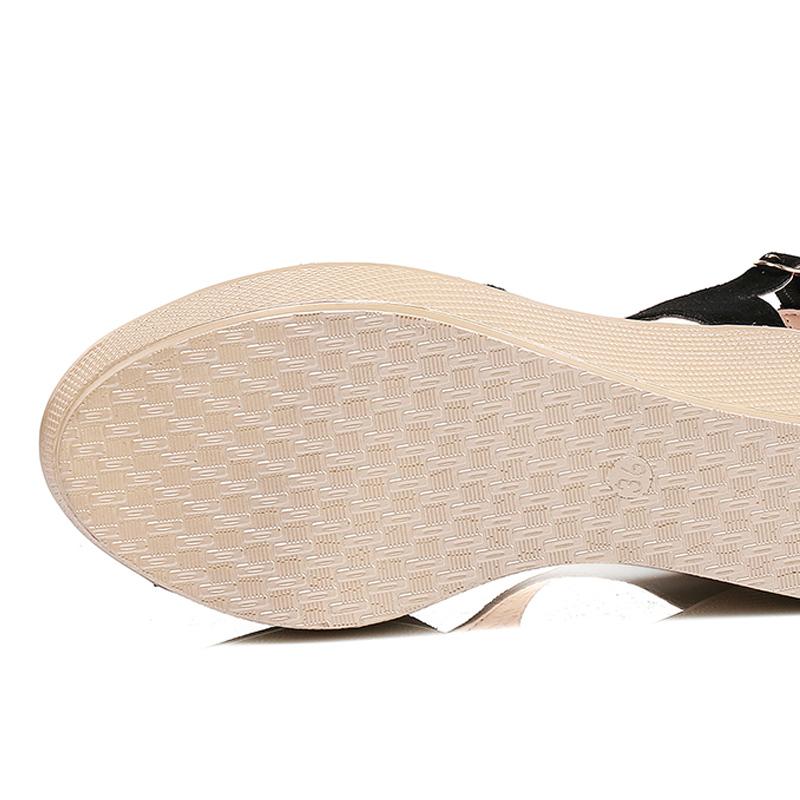 T-Bar Buckle Strap Sloped Wedge Sandal