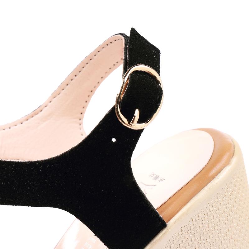 T-Bar Buckle Strap Sloped Wedge Sandal