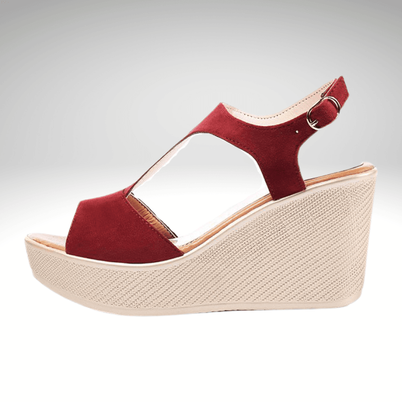 T-Bar Buckle Strap Sloped Wedge Sandal