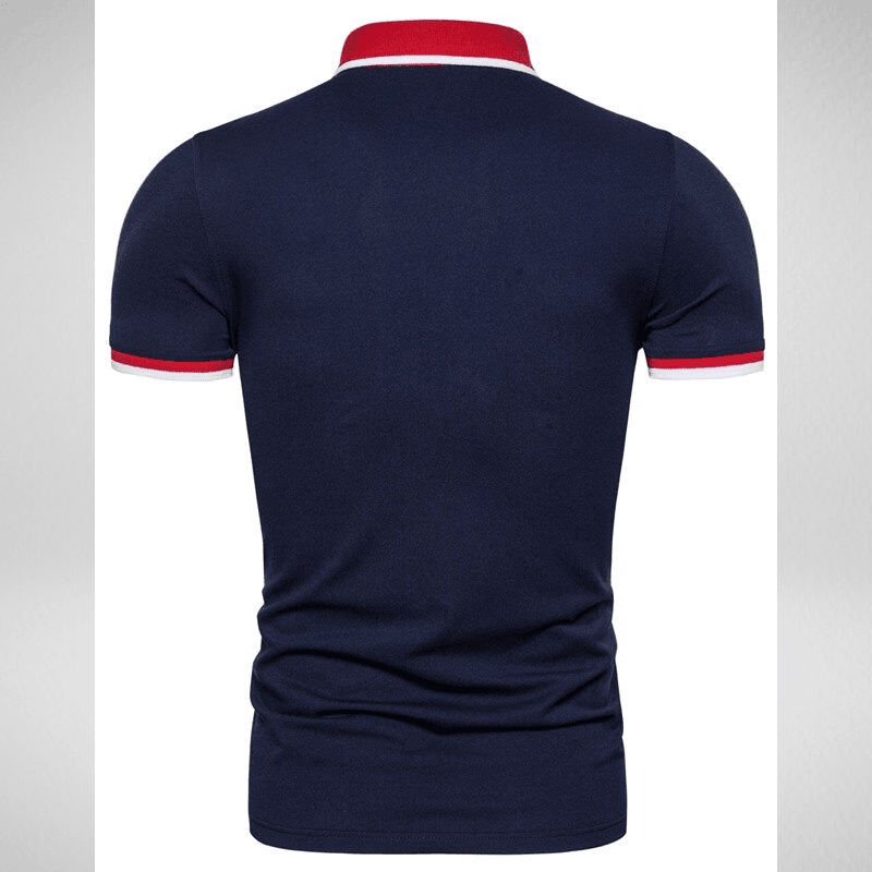 Tri-Colour Patchwork and Embroidery Eagle Polo Shirt