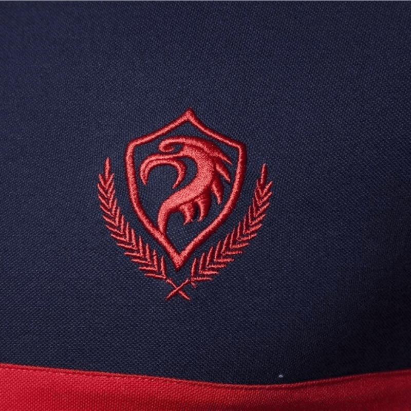 Tri-Colour Patchwork and Embroidery Eagle Polo Shirt