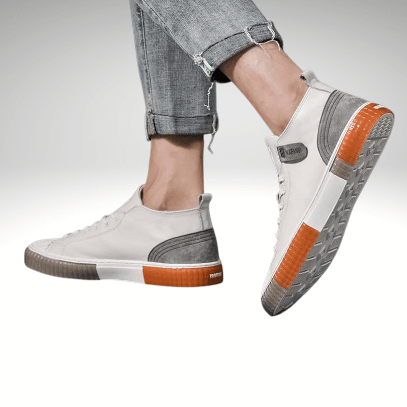 Kwality-Two-Tone Casual Leather Trainer Shoe -White