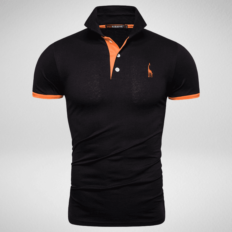 Kwality-Two-Tone Giraffe Logo Polo Shirt -Black Orange