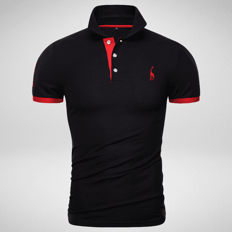Kwality-Two-Tone Giraffe Logo Polo Shirt -Black Red