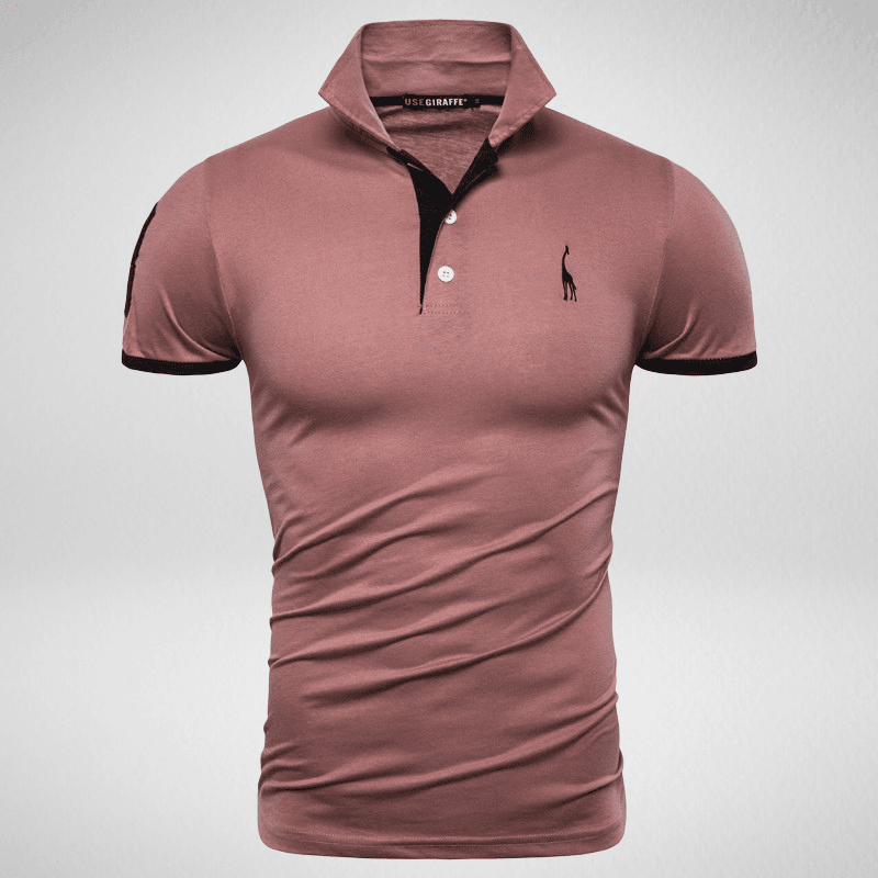 Kwality-Two-Tone Giraffe Logo Polo Shirt -Brown