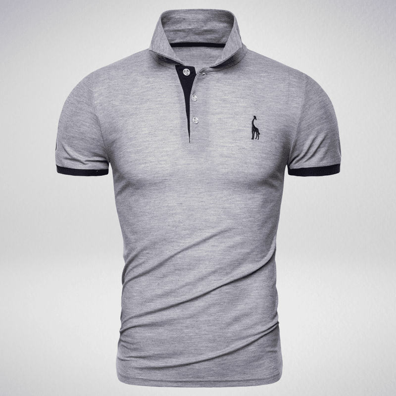 Kwality-Two-Tone Giraffe Logo Polo Shirt -Gray